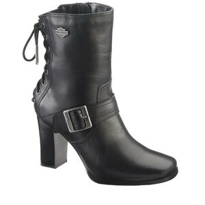 Harley-Davidson Black Heeled Leather Boots